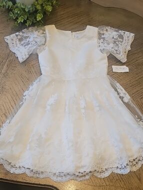 Girls White Lace Party Dress Size 12 NWT